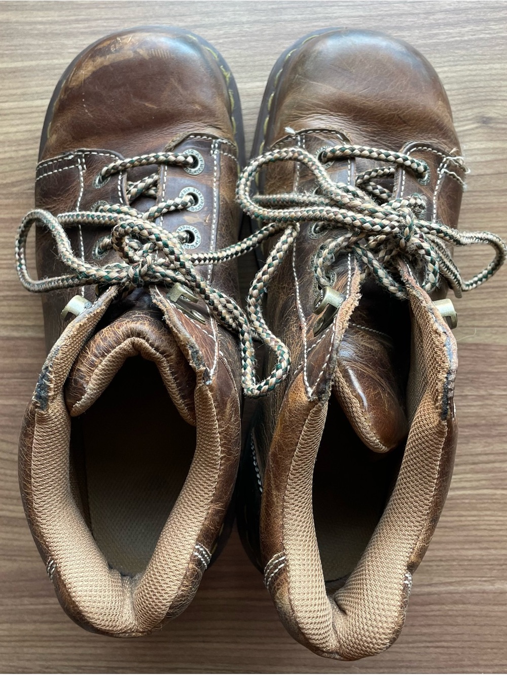 Vtg Dr. Martens Toya Brown Leather Chunky Platform Hiker Boots Womens 10 Y2K